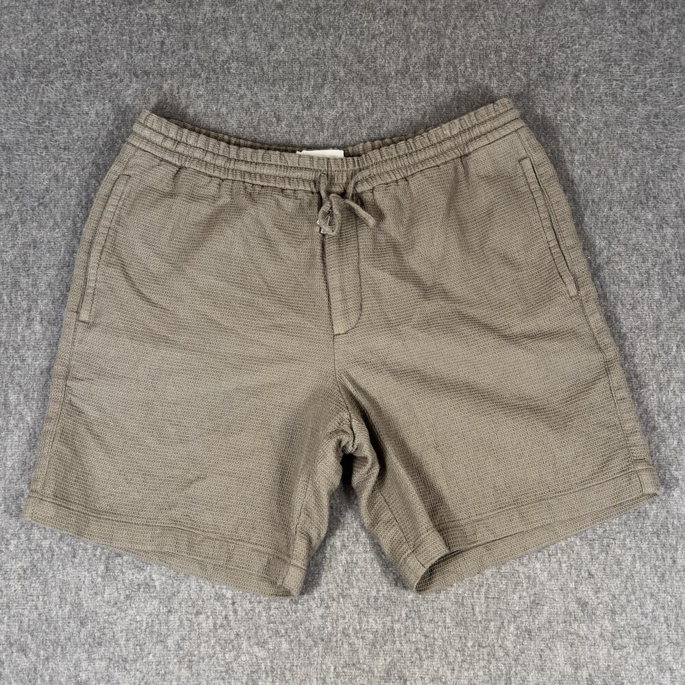 Mr P. Sweat Shorts Mens 36 Green Waffle Knit Organic Cotton Drawstring